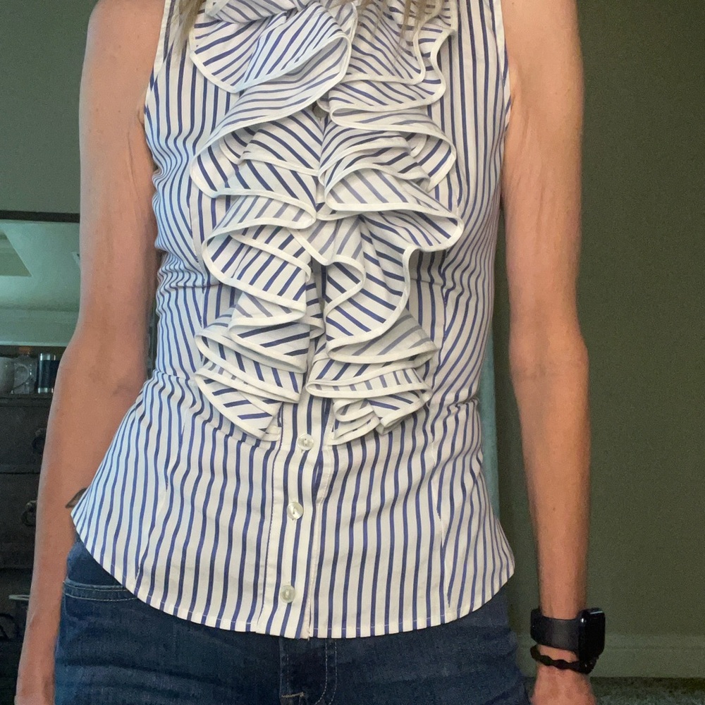 Anne Fontaine Parisian Chic!  Striped Button-Up Blouse (Size 38)